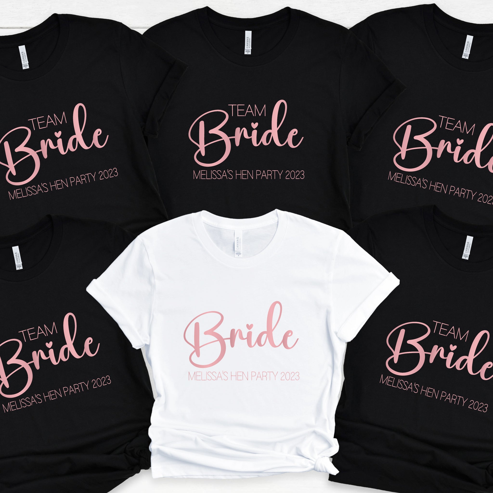 Personalised Team Brides Hen Party T Shirts Uno Designs UK