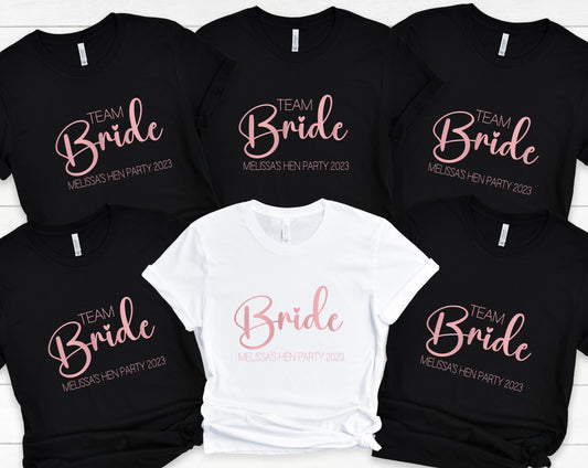 Personalised Team Brides Hen Party T Shirts