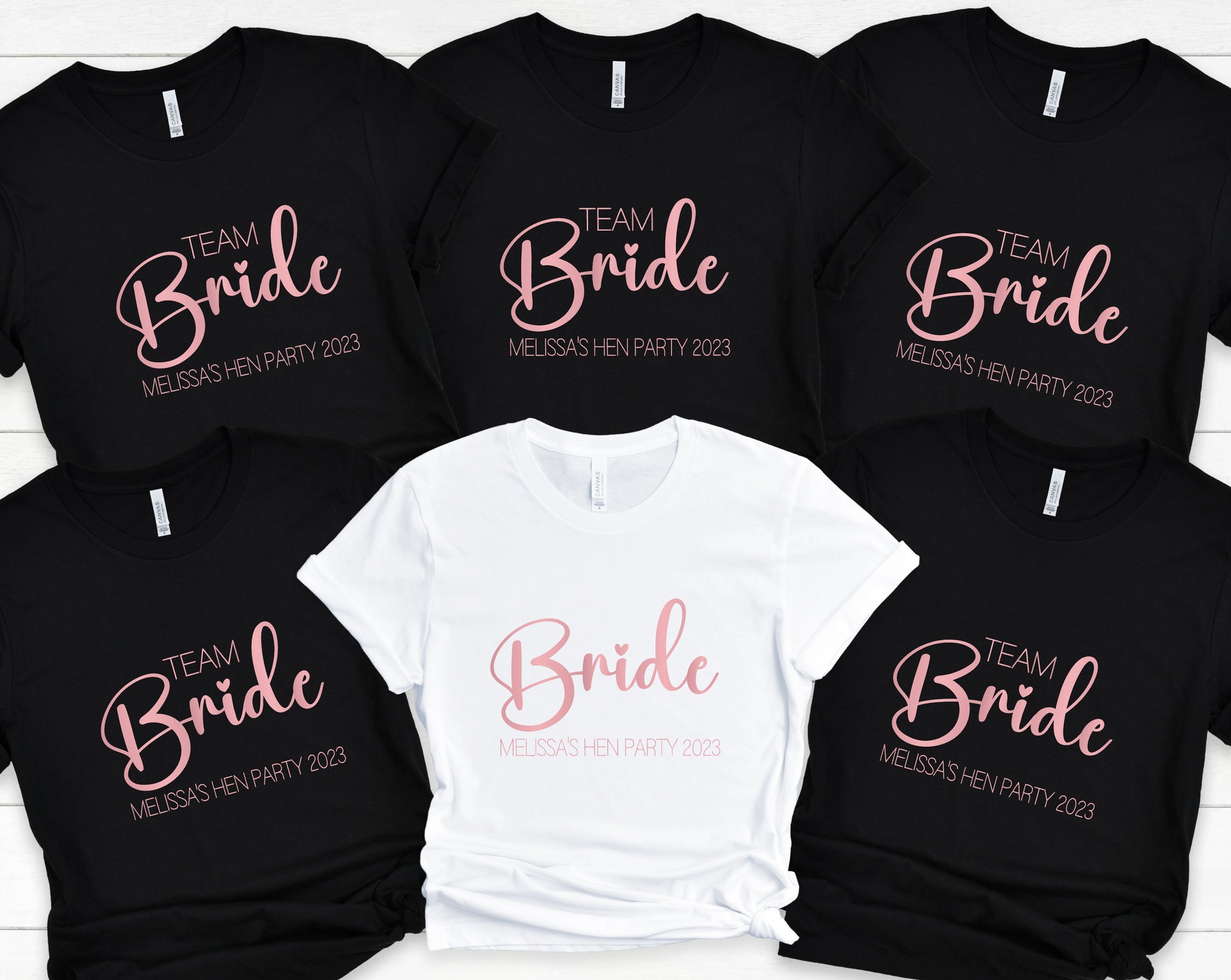Personalised Team Brides Hen Party T Shirts Uno Designs UK