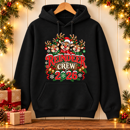 Reindeer Crew 2026 Christmas Hoodie – Festive Family Design