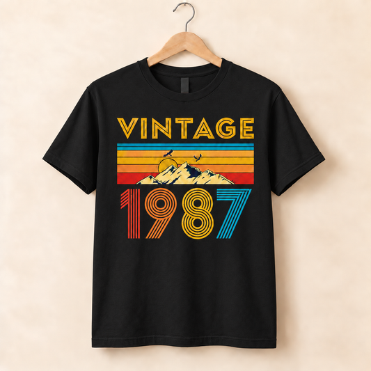Vintage 1987 T-Shirt – Retro Mountain Birthday Gift, Born in 1987