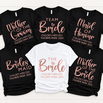Personalised Hen Party T-Shirt – Bride, Team Bride & Bridal Party