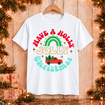 Have a Holly Jolly Christmas T-Shirt – Retro Rainbow & Christmas Truck