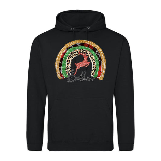 Festive Reindeer Rainbow  Hoodie