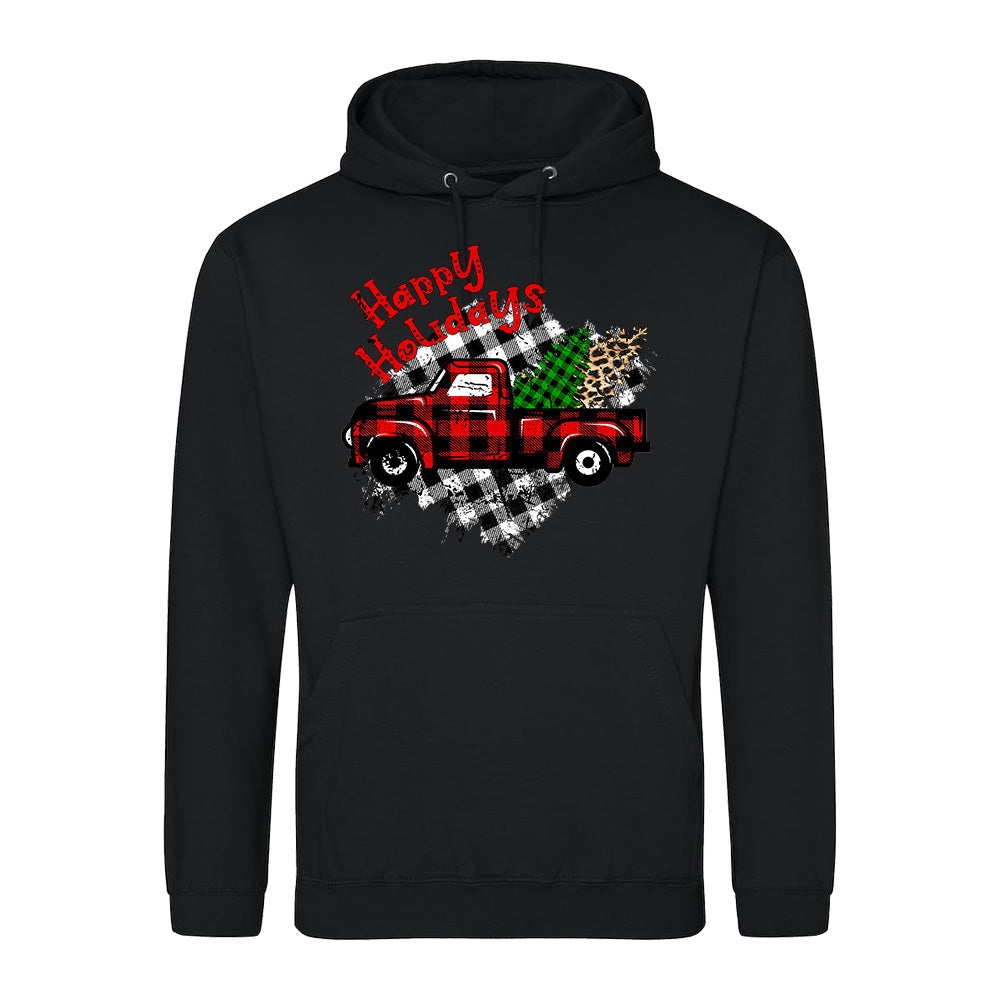 Plaid Holiday Truck  Hoodie
