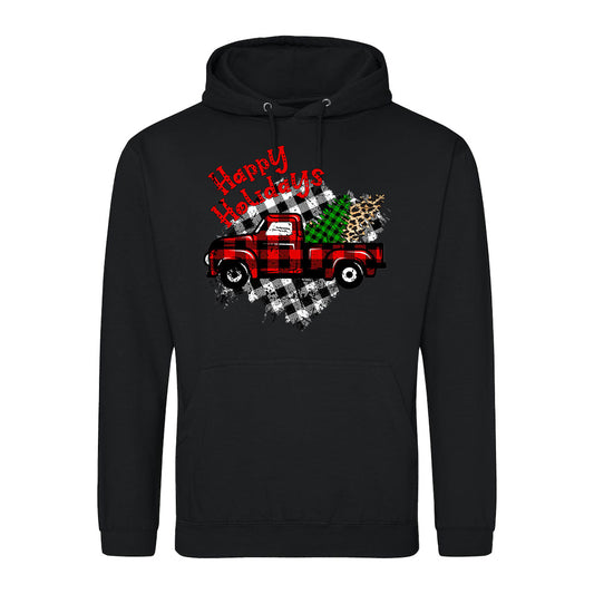 Plaid Holiday Truck  Hoodie