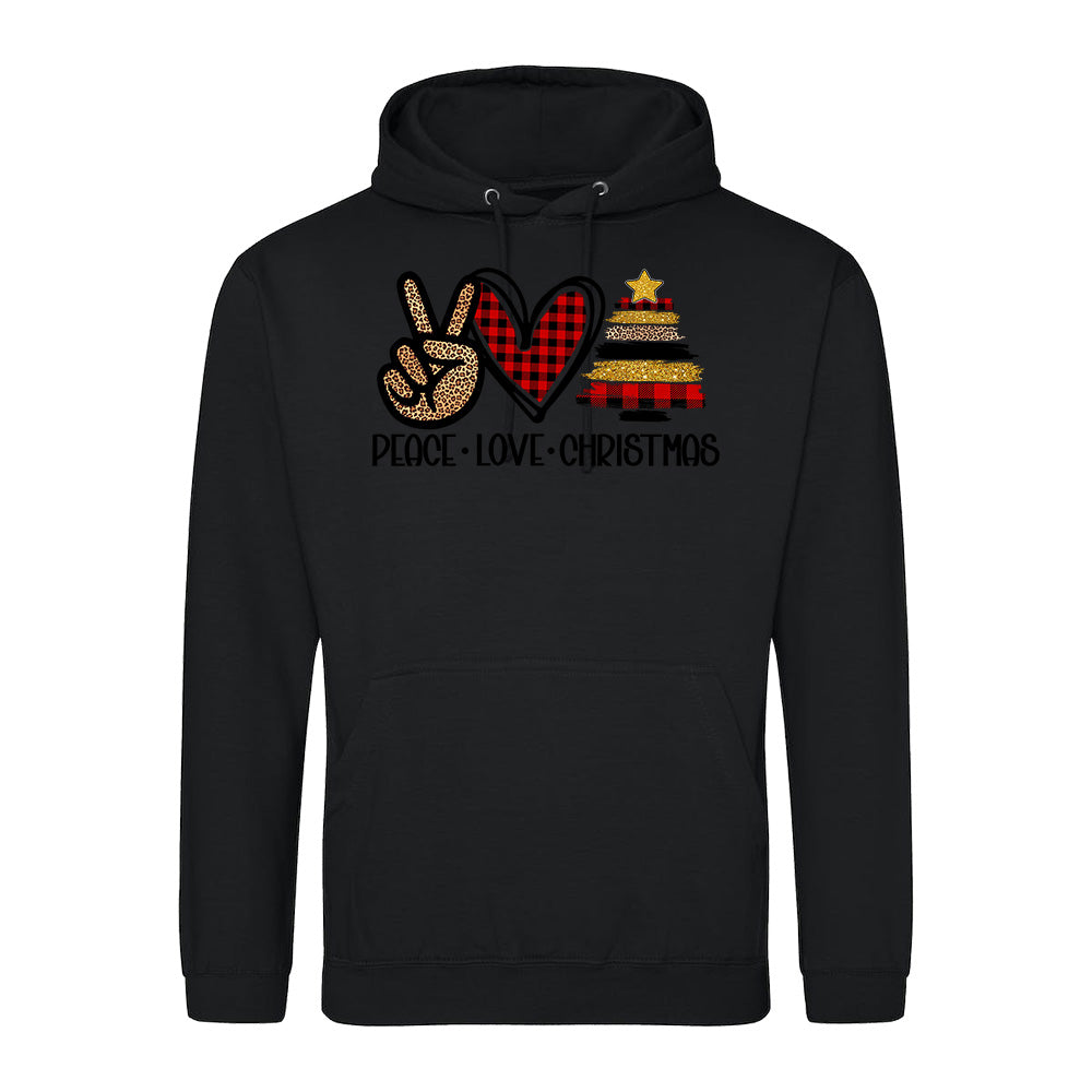 Peace Love Joy Plaid  Hoodie