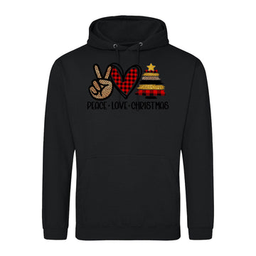 Peace Love Joy Plaid  Hoodie