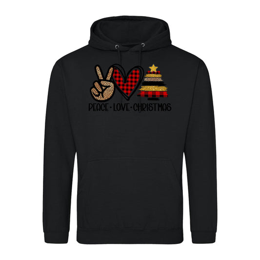 Peace Love Joy Plaid  Hoodie
