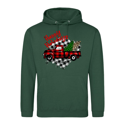 Plaid Holiday Truck  Hoodie