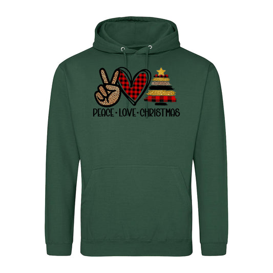Peace Love Joy Plaid  Hoodie