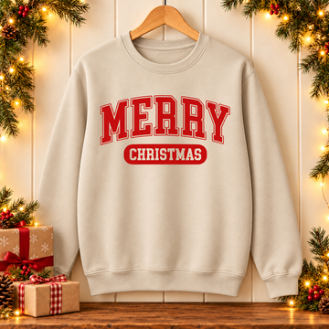 Merry Christmas Sweatshirt – Varsity Festive Jumper