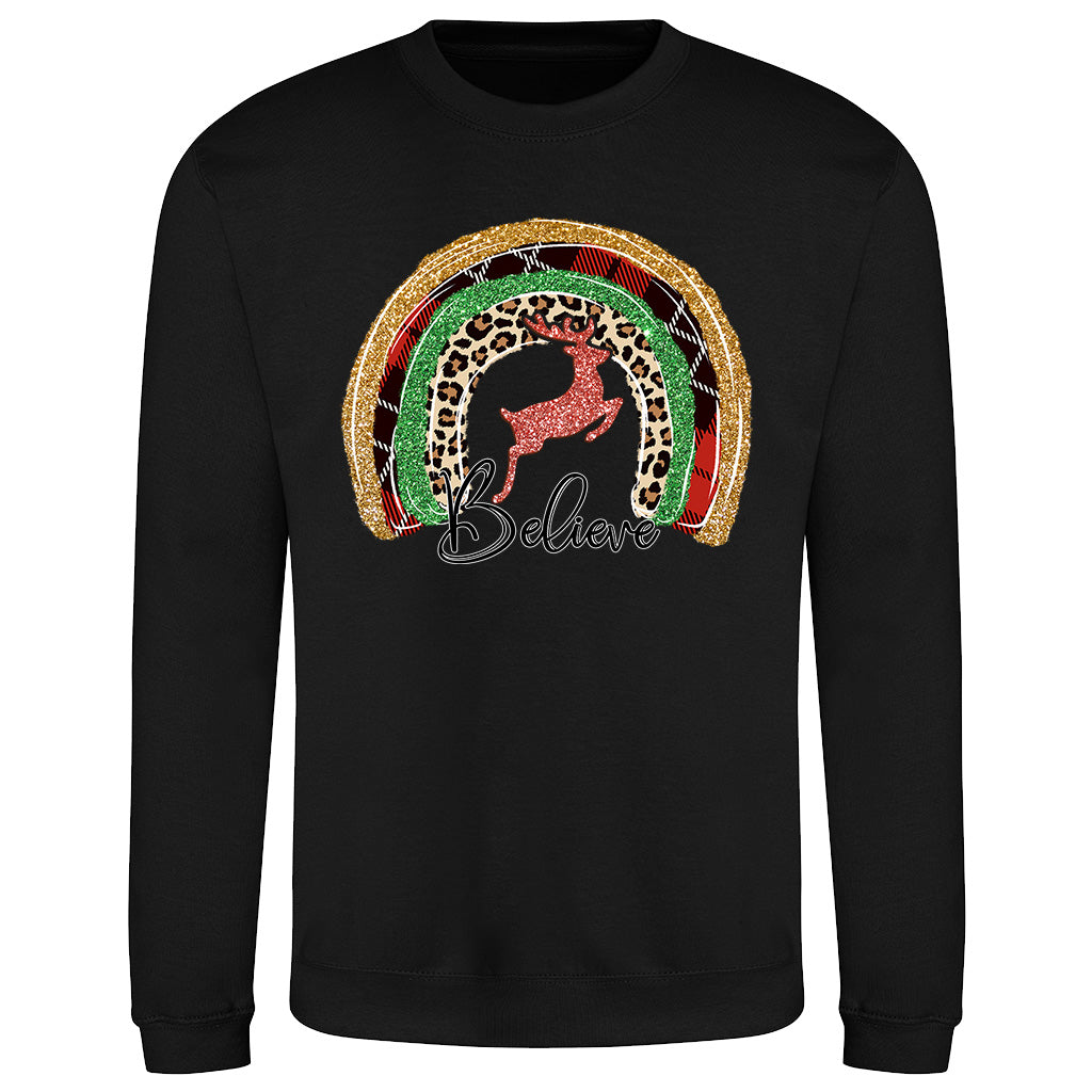 Festive Reindeer Rainbow  Sweatshirt