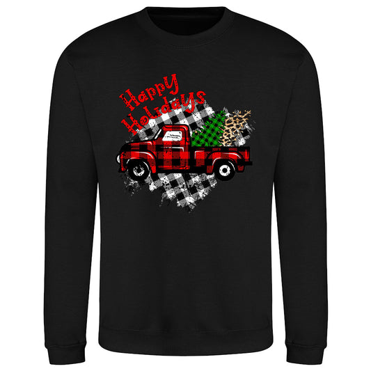 Plaid Holiday Truck  Sweatshirt