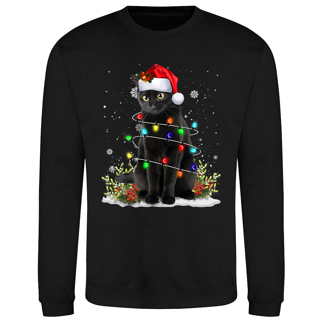 Festive Cat Lights Christmas  Sweatshirt