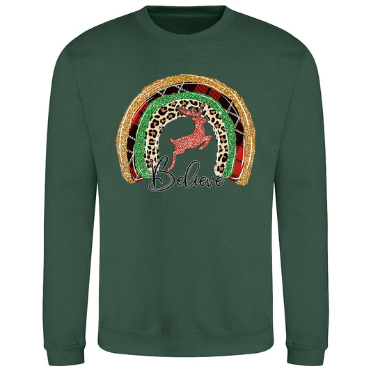 Festive Reindeer Rainbow  Sweatshirt