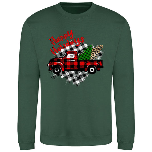 Plaid Holiday Truck  Sweatshirt