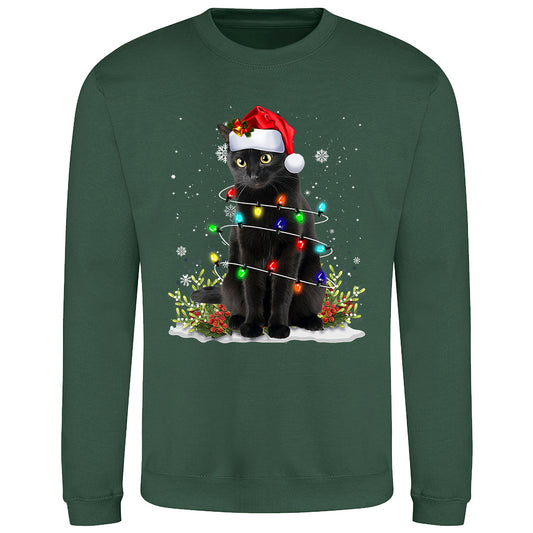 Festive Cat Lights Christmas  Sweatshirt