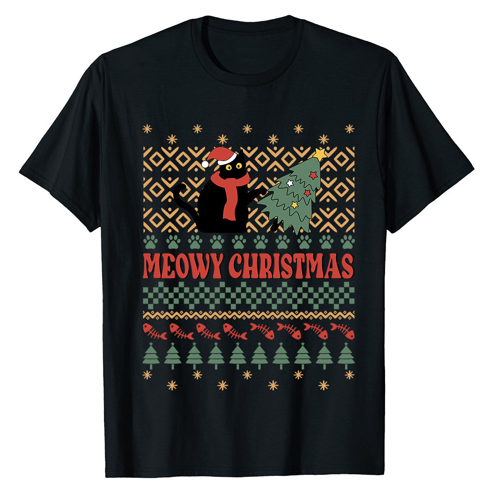 Meowy Christmas Cat  T-Shirt