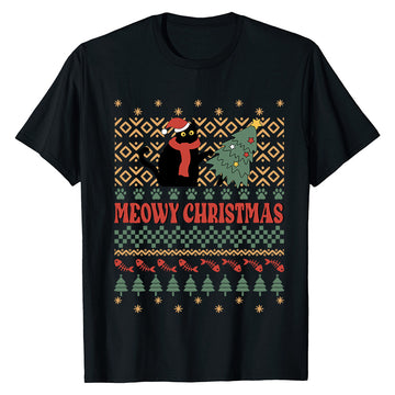 Meowy Christmas Cat  T-Shirt
