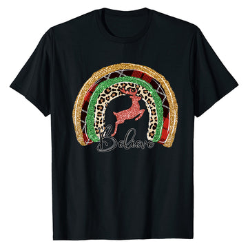 Festive Reindeer Rainbow  T-Shirt