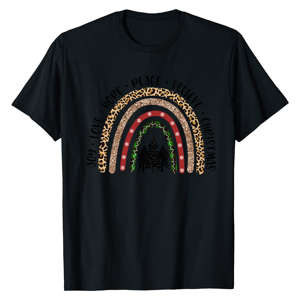 Festive Leopard Rainbow  T-Shirt