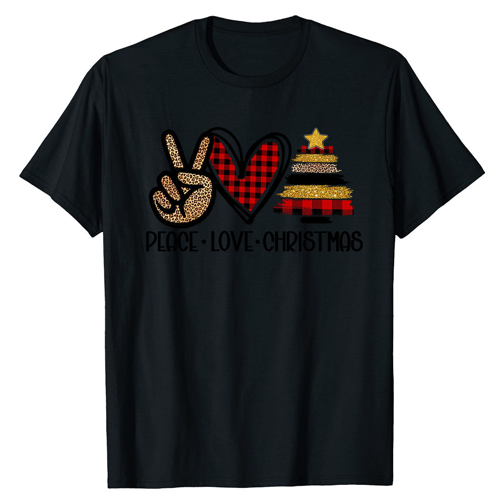 Peace Love Joy Plaid  T-Shirt