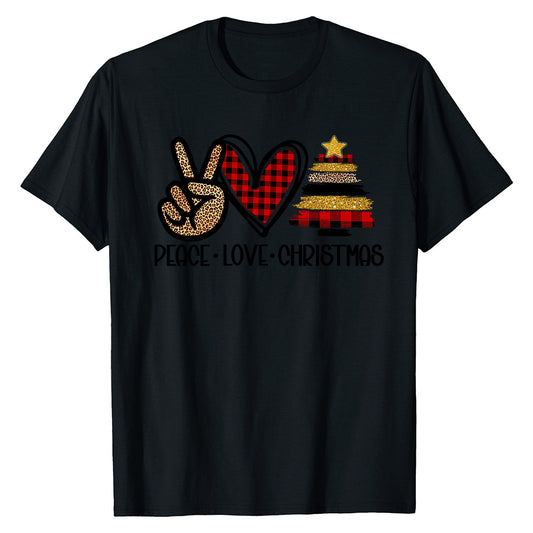 Peace Love Joy Plaid  T-Shirt