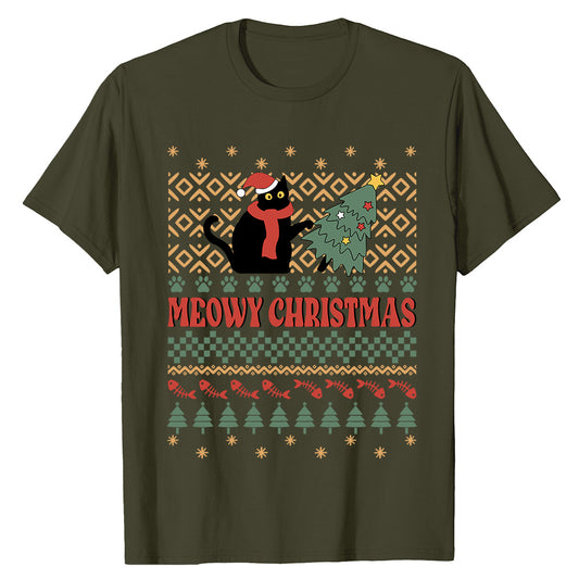 Meowy Christmas Cat  T-Shirt