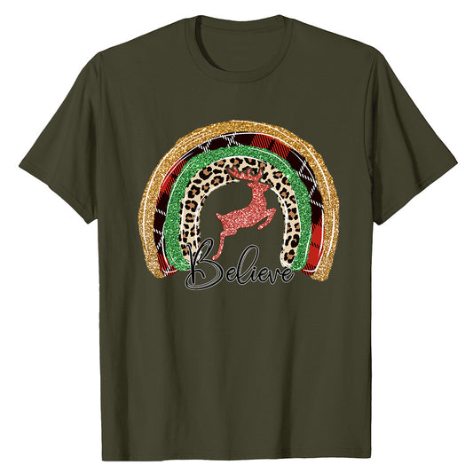 Festive Reindeer Rainbow  T-Shirt