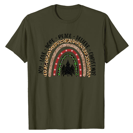 Festive Leopard Rainbow  T-Shirt