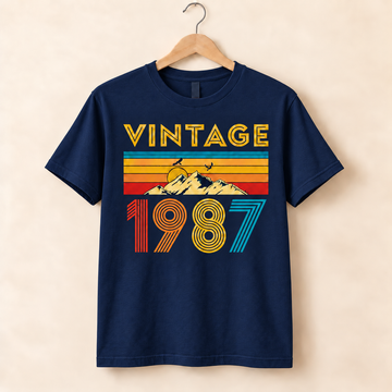 Vintage 1987 T-Shirt – Retro Mountain Birthday Gift, Born in 1987