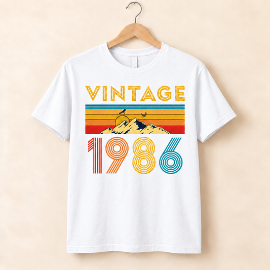 Vintage 1986 T-Shirt – Retro Mountain Birthday Gift, Born in 1986