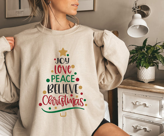 Joy Love Peace Believe Christmas Jumper